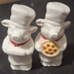 Vintage Chef Pigs Salt & Pepper Shakers Pizza Dough Bakers